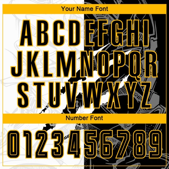 Custom Graffiti Pattern Black-Gold Scratch Sublimation Uniform Jersey Custom Graffiti Pattern Black-Gold Scratch Sublimation Uniform Jersey