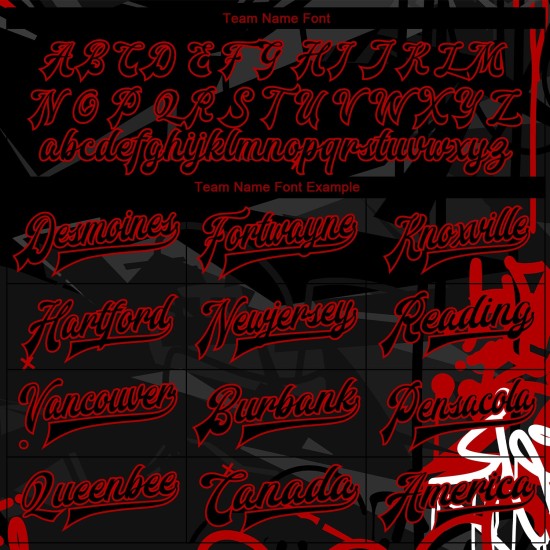 Custom Graffiti Pattern Black-Red Dark Abstract Urban Street Art 3D Bomber Full-Snap Varsity Letterman Jacket Custom Graffiti Pattern Black-Red Dark Abstract Urban Street Art 3D Bomber Full-Snap Varsity Letterman Jacket