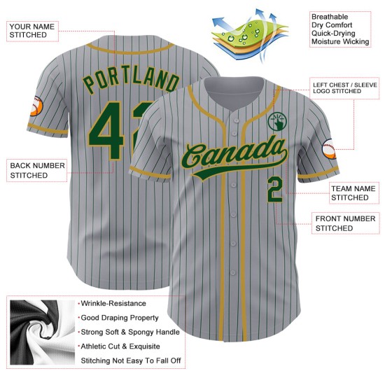 Custom Gray Green Pinstripe Old Gold Authentic rugby Jersey Custom Gray Green Pinstripe Old Gold Authentic rugby Jersey