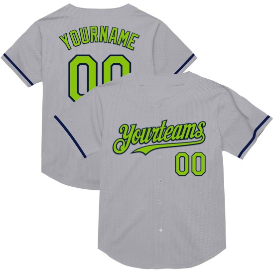 Custom Gray Neon Green-Navy Mesh Authentic Throwback rugby Jersey Custom Gray Neon Green-Navy Mesh Authentic Throwback rugby Jersey