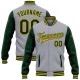 Custom Gray Green-Gold Bomber Full-Snap Varsity Letterman Two Tone Jacket Custom Gray Green-Gold Bomber Full-Snap Varsity Letterman Two Tone Jacket