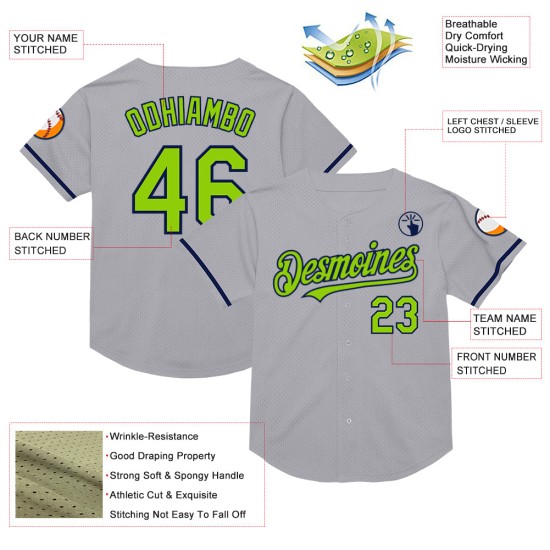 Custom Gray Neon Green-Navy Mesh Authentic Throwback rugby Jersey Custom Gray Neon Green-Navy Mesh Authentic Throwback rugby Jersey