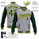 Custom Gray Green-Gold Bomber Full-Snap Varsity Letterman Two Tone Jacket Custom Gray Green-Gold Bomber Full-Snap Varsity Letterman Two Tone Jacket