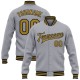 Custom Gray Old Gold-Black Bomber Full-Snap Varsity Letterman Jacket Custom Gray Old Gold-Black Bomber Full-Snap Varsity Letterman Jacket