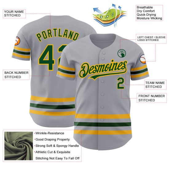 Custom Gray Green-Gold Line Authentic rugby Jersey Custom Gray Green-Gold Line Authentic rugby Jersey