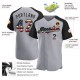 Custom Gray Vintage USA Flag-Black Authentic Raglan Sleeves rugby Jersey Custom Gray Vintage USA Flag-Black Authentic Raglan Sleeves rugby Jersey