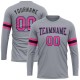 Custom Gray Pink Black-Light Blue Long Sleeve Performance T-Shirt Custom Gray Pink Black-Light Blue Long Sleeve Performance T-Shirt