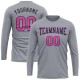 Custom Gray Pink Black-Light Blue Long Sleeve Performance T-Shirt Custom Gray Pink Black-Light Blue Long Sleeve Performance T-Shirt