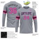 Custom Gray Pink Black-Light Blue Long Sleeve Performance T-Shirt Custom Gray Pink Black-Light Blue Long Sleeve Performance T-Shirt