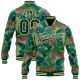 Custom Green Green-Cream Tropical Tiger With Palms 3D Pattern Design Bomber Full-Snap Varsity Letterman Jacket Custom Green Green-Cream Tropical Tiger With Palms 3D Pattern Design Bomber Full-Snap Varsity Letterman Jacket
