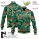 Custom Green Green-Cream Tropical Tiger With Palms 3D Pattern Design Bomber Full-Snap Varsity Letterman Jacket Custom Green Green-Cream Tropical Tiger With Palms 3D Pattern Design Bomber Full-Snap Varsity Letterman Jacket