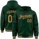 Custom Green Old Gold-Black Bomber Full-Snap Varsity Letterman Hoodie Jacket Custom Green Old Gold-Black Bomber Full-Snap Varsity Letterman Hoodie Jacket
