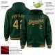 Custom Green Old Gold-Black Bomber Full-Snap Varsity Letterman Hoodie Jacket Custom Green Old Gold-Black Bomber Full-Snap Varsity Letterman Hoodie Jacket