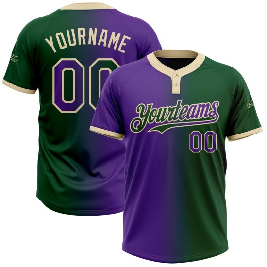 Custom Green Purple-Cream Gradient Fashion Two-Button Unisex Jersey Custom Green Purple-Cream Gradient Fashion Two-Button Unisex Jersey