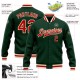 Custom Green Red-Cream Bomber Full-Snap Varsity Letterman Jacket Custom Green Red-Cream Bomber Full-Snap Varsity Letterman Jacket