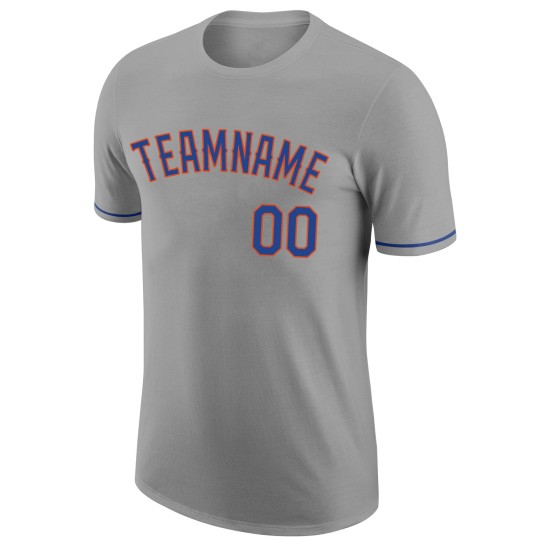 Custom Gray Royal-Orange Performance T-Shirt Custom Gray Royal-Orange Performance T-Shirt