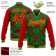 Custom Green Red-Gold Christmas 3D Bomber Full-Snap Varsity Letterman Jacket Custom Green Red-Gold Christmas 3D Bomber Full-Snap Varsity Letterman Jacket