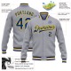 Custom Gray Royal-Yellow Bomber Full-Snap Varsity Letterman Jacket Custom Gray Royal-Yellow Bomber Full-Snap Varsity Letterman Jacket