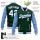 Custom Green White-Light Blue Bomber Full-Snap Varsity Letterman Two Tone Jacket Custom Green White-Light Blue Bomber Full-Snap Varsity Letterman Two Tone Jacket