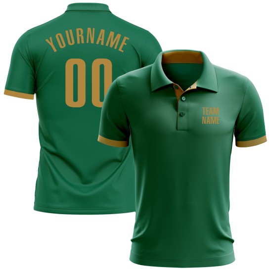 Custom Kelly Green Old Gold Performance Golf Polo Shirt Custom Kelly Green Old Gold Performance Golf Polo Shirt