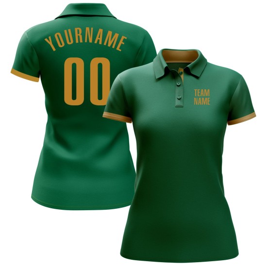 Custom Kelly Green Old Gold Performance Golf Polo Shirt Custom Kelly Green Old Gold Performance Golf Polo Shirt
