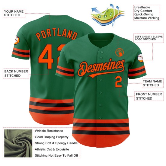 Custom Kelly Green Orange-Black Line Authentic rugby Jersey Custom Kelly Green Orange-Black Line Authentic rugby Jersey