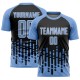 Custom Light Blue Black-White Abstract Fluid Wave Sublimation Uniform Jersey Custom Light Blue Black-White Abstract Fluid Wave Sublimation Uniform Jersey