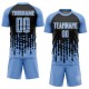 Custom Light Blue Black-White Abstract Fluid Wave Sublimation Uniform Jersey Custom Light Blue Black-White Abstract Fluid Wave Sublimation Uniform Jersey