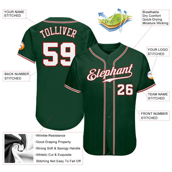 Custom Green White-Red Authentic rugby Jersey Custom Green White-Red Authentic rugby Jersey