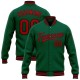 Custom Kelly Green Red-Black Bomber Full-Snap Varsity Letterman Jacket Custom Kelly Green Red-Black Bomber Full-Snap Varsity Letterman Jacket