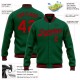 Custom Kelly Green Red-Black Bomber Full-Snap Varsity Letterman Jacket Custom Kelly Green Red-Black Bomber Full-Snap Varsity Letterman Jacket
