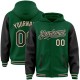 Custom Kelly Green Black-Cream Bomber Full-Snap Varsity Letterman Two Tone Hoodie Jacket Custom Kelly Green Black-Cream Bomber Full-Snap Varsity Letterman Two Tone Hoodie Jacket