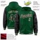 Custom Kelly Green Black-Cream Bomber Full-Snap Varsity Letterman Two Tone Hoodie Jacket Custom Kelly Green Black-Cream Bomber Full-Snap Varsity Letterman Two Tone Hoodie Jacket