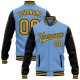 Custom Light Blue Gold-Black Bomber Full-Snap Varsity Letterman Two Tone Jacket Custom Light Blue Gold-Black Bomber Full-Snap Varsity Letterman Two Tone Jacket