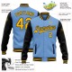 Custom Light Blue Gold-Black Bomber Full-Snap Varsity Letterman Two Tone Jacket Custom Light Blue Gold-Black Bomber Full-Snap Varsity Letterman Two Tone Jacket