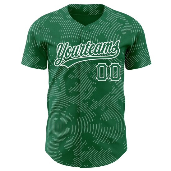 Custom Kelly Green White 3D Pattern Design Curve Lines Authentic rugby Jersey Custom Kelly Green White 3D Pattern Design Curve Lines Authentic rugby Jersey