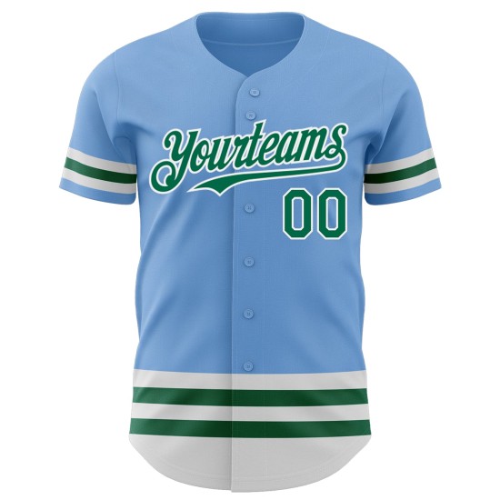 Custom Light Blue Kelly Green-White Line Authentic rugby Jersey Custom Light Blue Kelly Green-White Line Authentic rugby Jersey