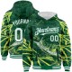 Custom Kelly Green White Largemouth Bass Fish Fishing 3D Bomber Full-Snap Varsity Letterman Hoodie Jacket Custom Kelly Green White Largemouth Bass Fish Fishing 3D Bomber Full-Snap Varsity Letterman Hoodie Jacket