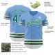 Custom Light Blue Kelly Green-White Line Authentic rugby Jersey Custom Light Blue Kelly Green-White Line Authentic rugby Jersey