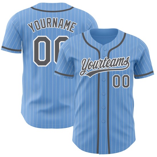 Custom Light Blue White Pinstripe Steel Gray Authentic rugby Jersey Custom Light Blue White Pinstripe Steel Gray Authentic rugby Jersey