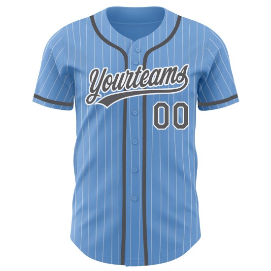 Custom Light Blue White Pinstripe Steel Gray Authentic rugby Jersey Custom Light Blue White Pinstripe Steel Gray Authentic rugby Jersey