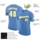 Custom Light Blue White-Gold Performance T-Shirt Custom Light Blue White-Gold Performance T-Shirt