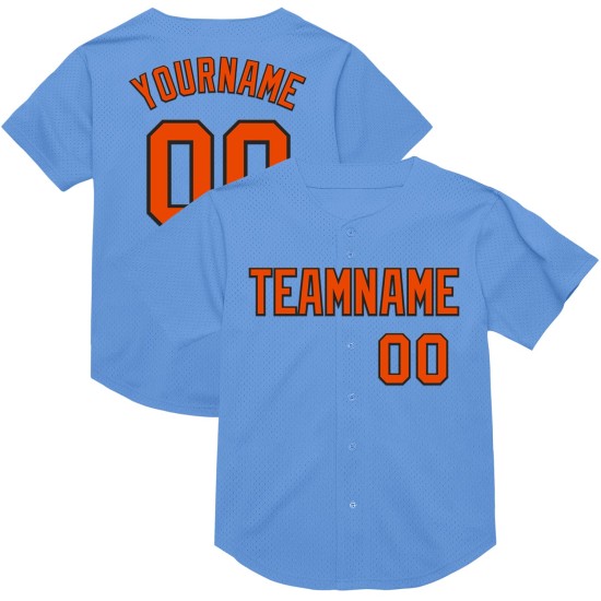 Custom Light Blue Orange-Black Mesh Authentic Throwback rugby Jersey Custom Light Blue Orange-Black Mesh Authentic Throwback rugby Jersey