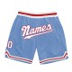 Custom Light Blue White-Red Authentic Throwback Shorts Custom Light Blue White-Red Authentic Throwback Shorts