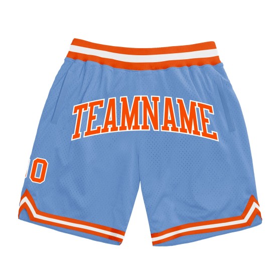 Custom Light Blue Orange-White Authentic Throwback Shorts Custom Light Blue Orange-White Authentic Throwback Shorts