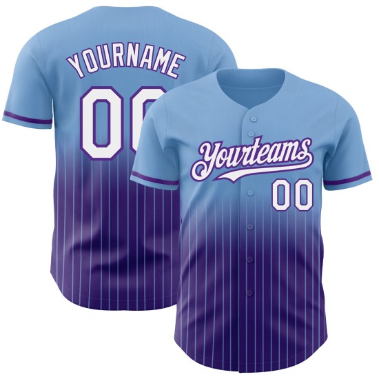Custom Light Blue Pinstripe White-Purple Authentic Fade Fashion rugby Jersey Custom Light Blue Pinstripe White-Purple Authentic Fade Fashion rugby Jersey