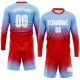 Custom Light Blue White-Red Sublimation Long Sleeve Fade Fashion Uniform Jersey Custom Light Blue White-Red Sublimation Long Sleeve Fade Fashion Uniform Jersey