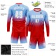 Custom Light Blue White-Red Sublimation Long Sleeve Fade Fashion Uniform Jersey Custom Light Blue White-Red Sublimation Long Sleeve Fade Fashion Uniform Jersey