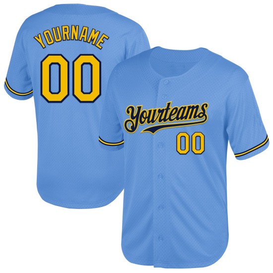 Custom Light Blue Yellow-Navy Mesh Authentic Throwback rugby Jersey Custom Light Blue Yellow-Navy Mesh Authentic Throwback rugby Jersey