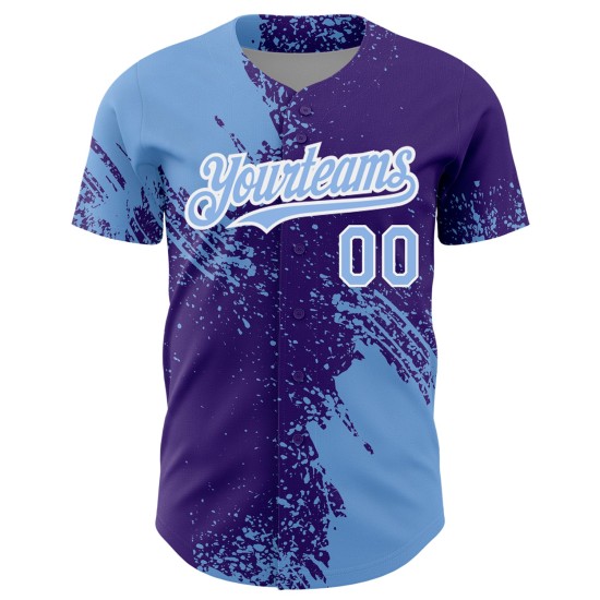 Custom Light Blue Purple-White 3D Pattern Design Abstract Brush Stroke Authentic rugby Jersey Custom Light Blue Purple-White 3D Pattern Design Abstract Brush Stroke Authentic rugby Jersey